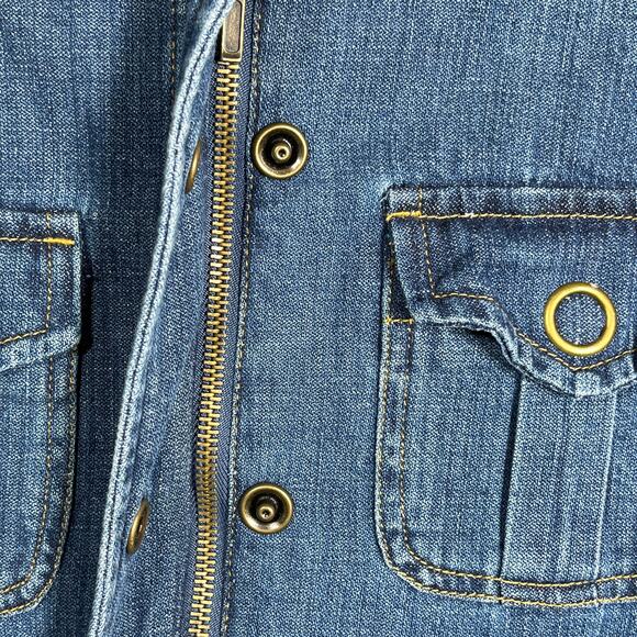 Jones New York Sport Utility Denim Jacket Womens Small Blue Zip Up Cinched Waist - Picture 7 of 10